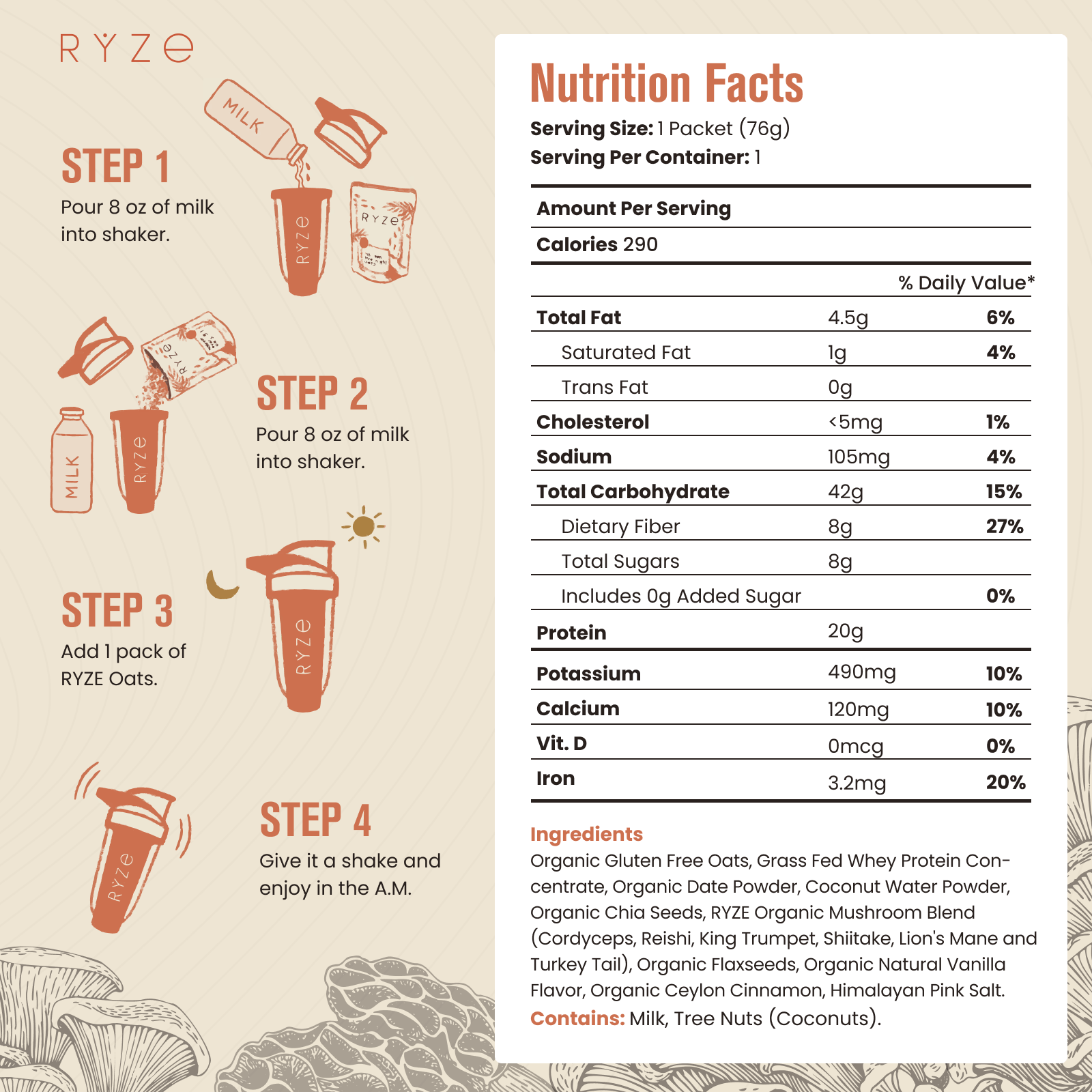 Mushroom Overnight Oats Pack (14 Servings) - CEDI