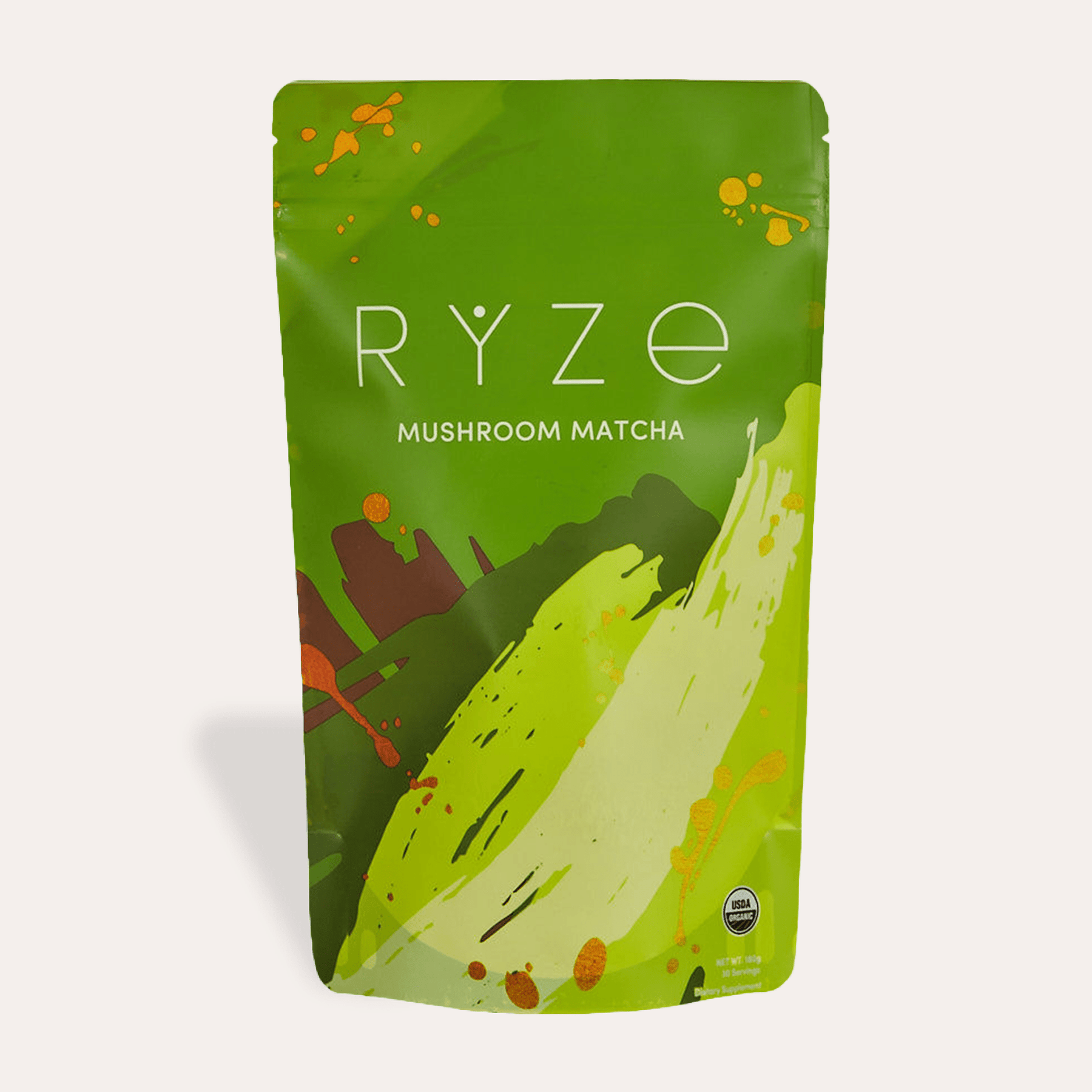 RYZE Mushroom Matcha - with 6 Organic Adaptogenic Mushrooms Grown In USA and Ceremonial-Grade Japanese Matcha - D62X