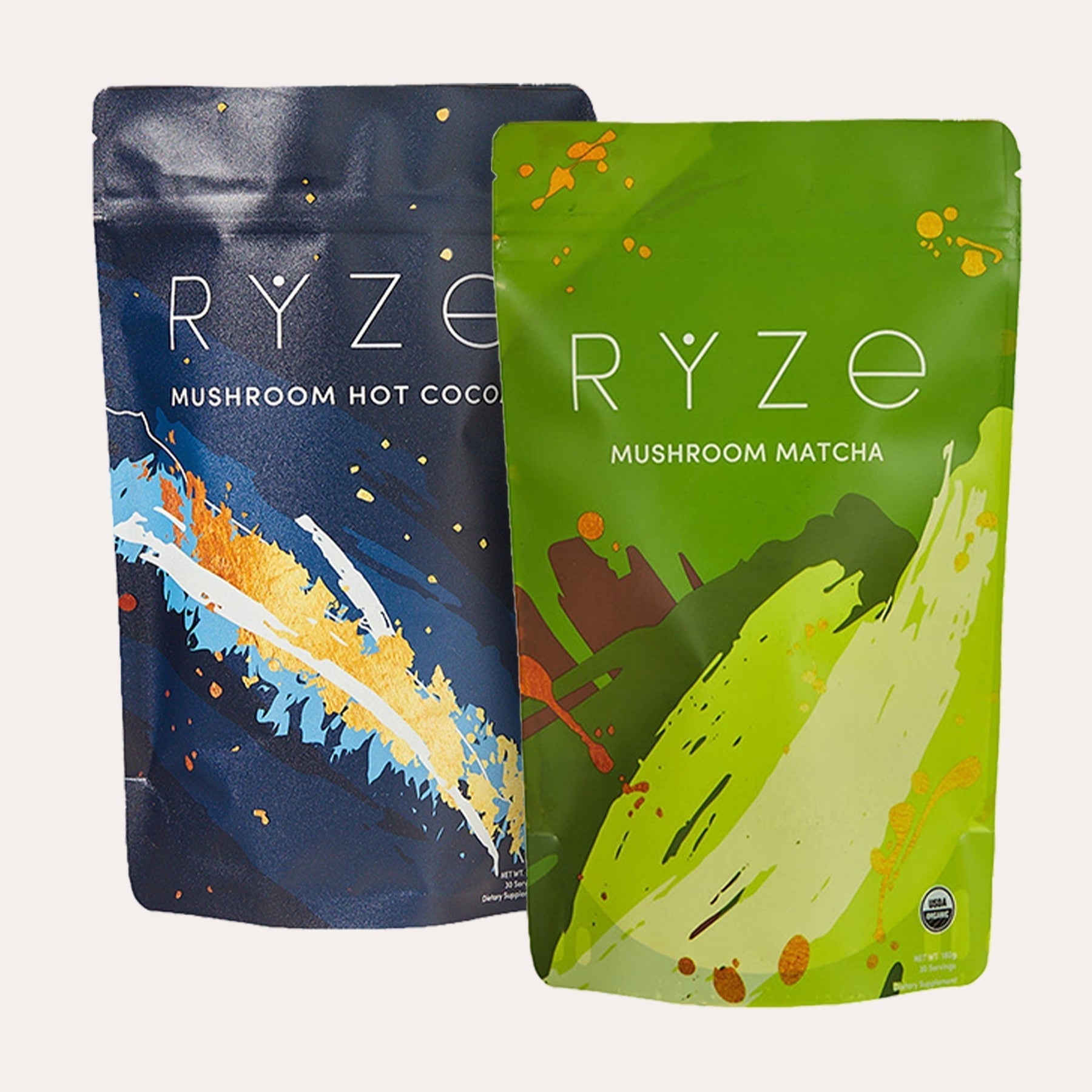 RYZE Mushroom Matcha - with 6 Organic Adaptogenic Mushrooms Grown In USA and Ceremonial-Grade Japanese Matcha - D62X